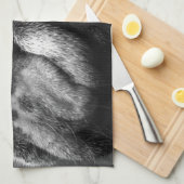 Englischer Bulldoggen-Schwarzweiss-Welpe Geschirrtuch (Viertel Falte)