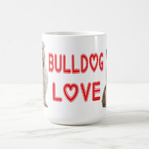 Englischer Bulldoggen-Welpe-Hund Rotes Liebesherz Kaffeetasse