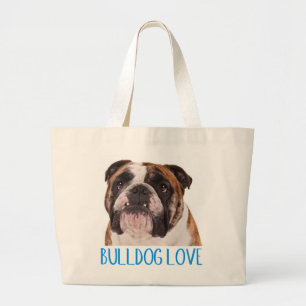 Englischer Bulldoggen-Welpenhund Blaue Liebe Jumbo Stoffbeutel