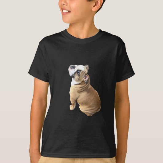 Englischer Bulldoggenwelpe mit Herzentwurf T-Shirt (Vorderseite)