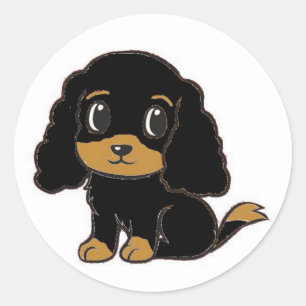 englischer Cocker spaniel black and tan Cartoon Runder Aufkleber