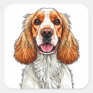 Englischer Cocker Spaniel Hundeporträt Quadratischer Aufkleber