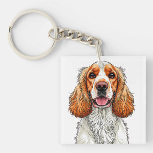 Englischer Cocker Spaniel Hundeporträt Schlüsselanhänger