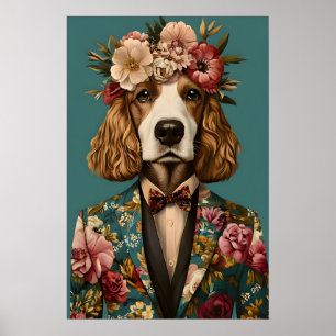 Englischer Cocker Spaniel im Anzug Poster, Cocker Poster