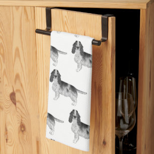 Englischer Cocker Spaniel in Schwarz-Weiß-Muster Geschirrtuch