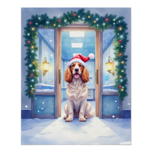 Englischer Cocker Spaniel Krankenstation Santa Hut Poster (Vorderseite)