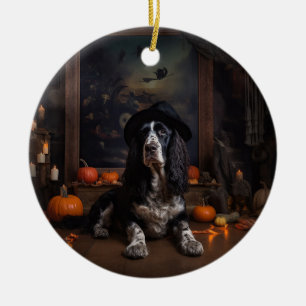Englischer Cocker Spaniel Kürbisse Halloween Gruse Keramik Ornament