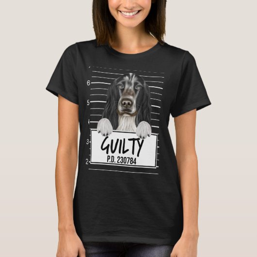 Englischer Cocker Spaniel Mugshot Schuldiger Hund T-Shirt (Vorderseite)