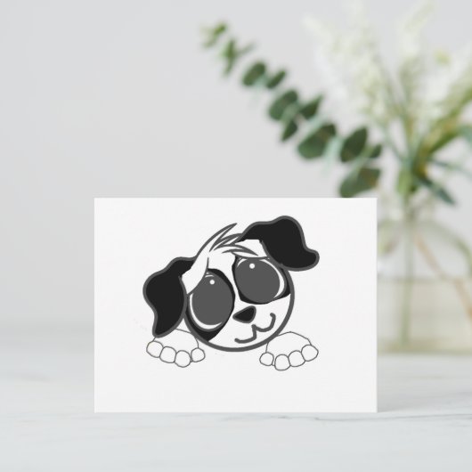 englischer Cocker spaniel Schwarz-Weiß-Pechkarren Postkarte (Stehend Vorderseite)