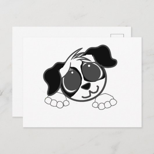 englischer Cocker spaniel Schwarz-Weiß-Pechkarren Postkarte (Vorne/Hinten)