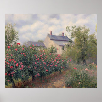 Englischer Cottage-Rosengarten - Vintage-Kunst Poster