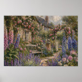 Englischer Cottagegarten Romantische Blumen Poster (Vorne)