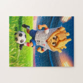 Englischer Fish-and-Chips-Fußballspieler-Charakter Puzzle (Horizontal)