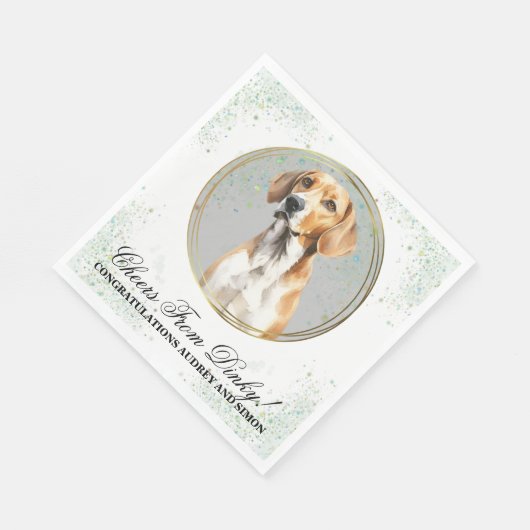 Englischer Foxhound Hund Hochzeit Napkins mit Foto Serviette (Ecke)