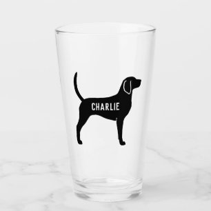 Englischer Foxhound-HundeSilhouette personalisiert Glas