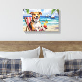 Englischer Fuchsjagdhund am Strand Leinwanddruck (Insitu (Schlafzimmer))
