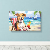 Englischer Fuchsjagdhund am Strand Leinwanddruck (Insitu (Holzboden))