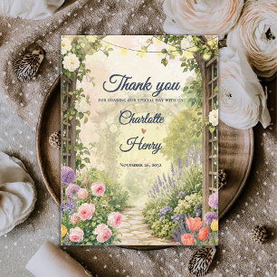 Englischer Garten Aquarell Florale Hochzeits-Danke Postkarte