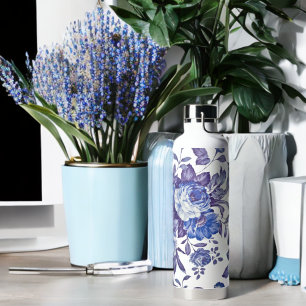 Englischer Garten Blau Vintage Blumen H2O Begleite Trinkflasche