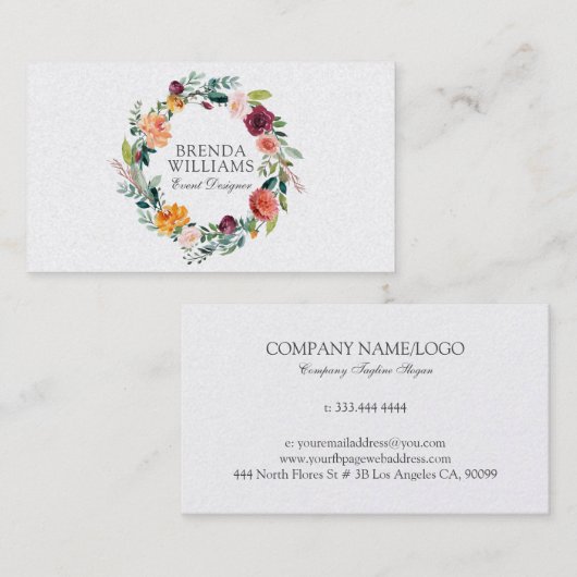 Englischer Garten bunt Blume Kranz Geschäft kann Visitenkarte (Vorne/Hinten)