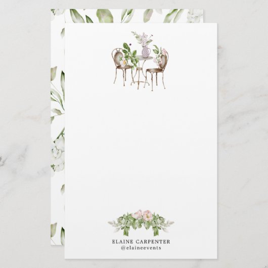 Englischer Garten elegantes Monogramm-Schreibpapie Briefpapier (Vorne/Hinten)