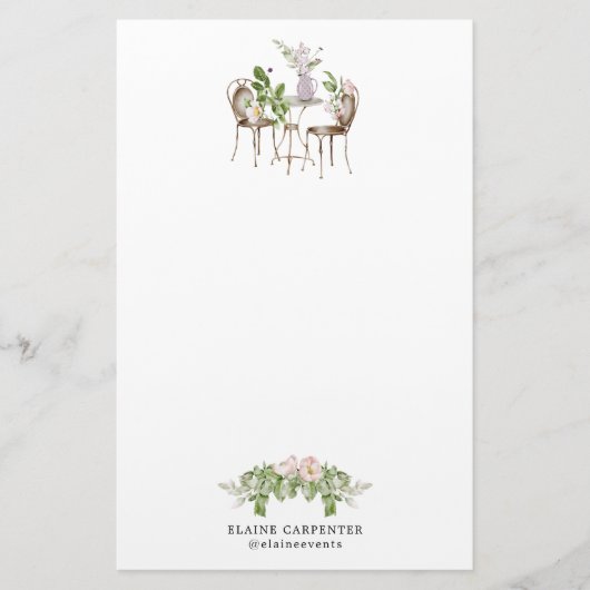 Englischer Garten elegantes Monogramm-Schreibpapie Briefpapier (Vorderseite)