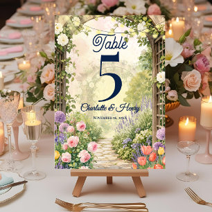 Englischer Garten Florale Laube Hochzeit Tischnumm Dankeskarte