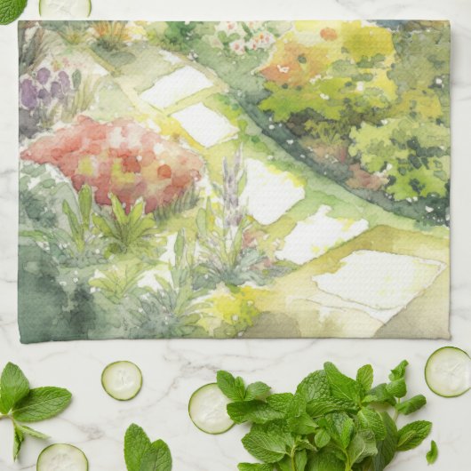 Englischer Garten Geschirrtuch (Gefaltet)