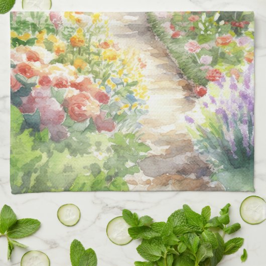 Englischer Garten Geschirrtuch (Gefaltet)