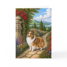 Englischer Garten Shetland Sheepdog Leere Karte