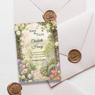 Englischer Garten Wasserfarbe Floral Arbor Hochzei Save The Date