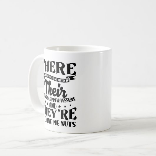 Englischer Grammatiklehrer Kaffeetasse (Vorderseite Links)