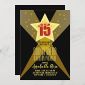 ENGLISCHER Hollywood-Star QUINCEAÑERA Filmabend Einladung (Vorne/Hinten)