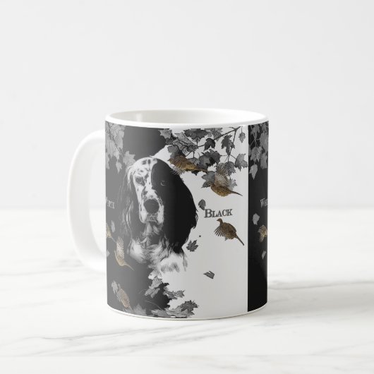 Englischer Kaffee-Tasse in Schwarz-Weiß Kaffeetasse (Vorderseite Links)