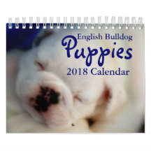 Englischer Kalender der Bulldoggen-Welpen-2018