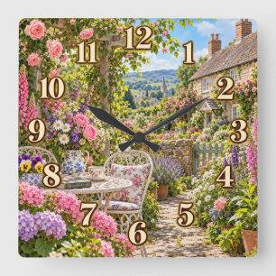 Englischer Landhausgarten-Uhr Quadratische Wanduhr