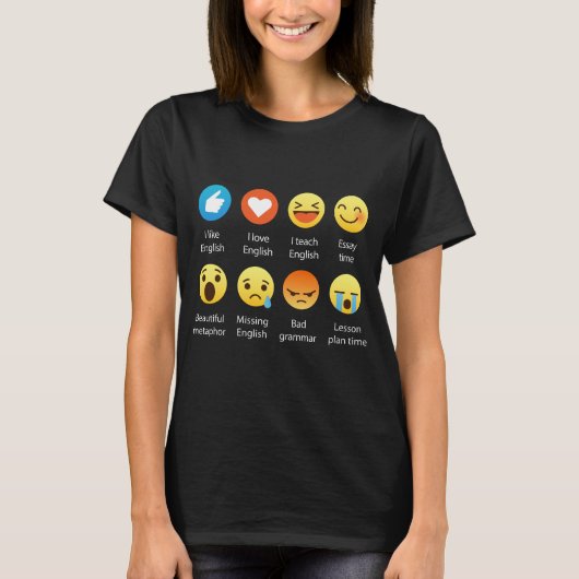 Englischer Lehrer Emojis Emoticons-lustiges T-Shirt (Vorderseite)