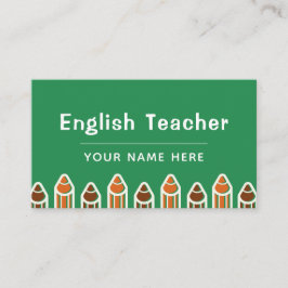 Englischer Lehrer Farbenfrohe Stifte Lebendige Hel Visitenkarte