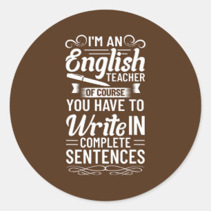 Englischer Lehrer Outfit Pen Grafisches Englisch Runder Aufkleber