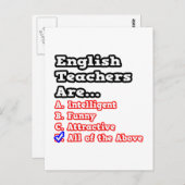 Englischer Lehrer Quiz...Joke Postkarte (Vorne/Hinten)