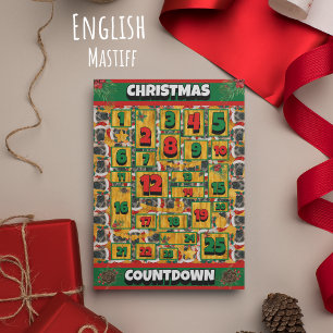 Englischer Mastiff-Hund Adventskalender Weihnachte Feiertagskarte