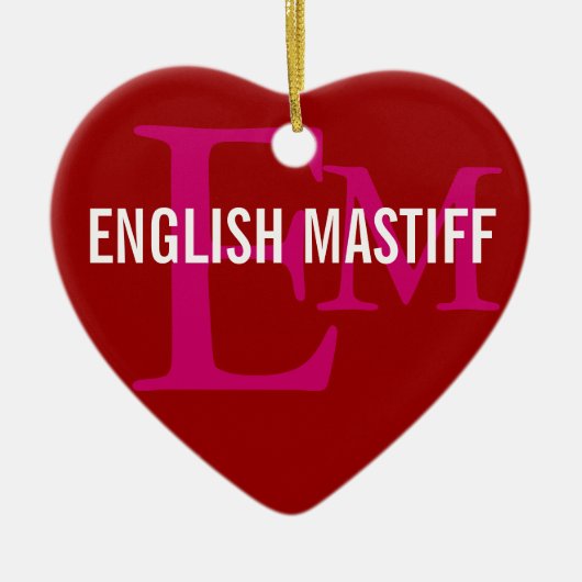 Englischer Mastiff-Monogramm-Entwurf Keramik Ornament (Vorne)