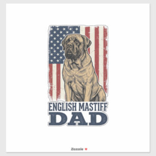 Englischer Mastiff-Vater Patriotisches Vintage-Hun Aufkleber