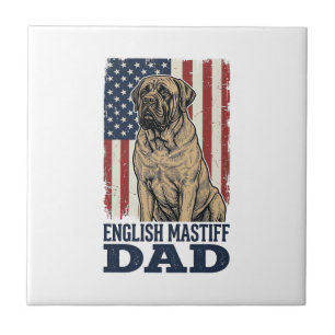 Englischer Mastiff-Vater Patriotisches Vintage-Hun Fliese
