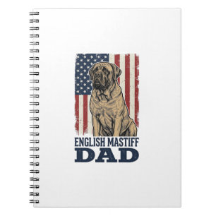 Englischer Mastiff-Vater Patriotisches Vintage-Hun Notizblock