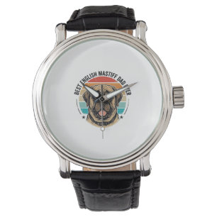 Englischer Mastiff-Vater Vintage-Sonnenuntergang-H Armbanduhr