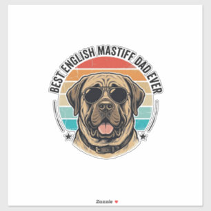 Englischer Mastiff-Vater Vintage-Sonnenuntergang-H Aufkleber