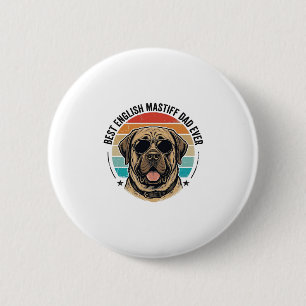 Englischer Mastiff-Vater Vintage-Sonnenuntergang-H Button