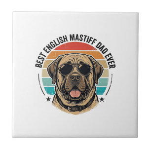 Englischer Mastiff-Vater Vintage-Sonnenuntergang-H Fliese
