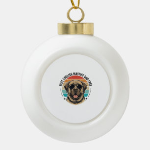 Englischer Mastiff-Vater Vintage-Sonnenuntergang-H Keramik Kugel-Ornament